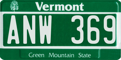 VT license plate ANW369