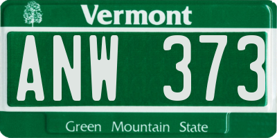 VT license plate ANW373