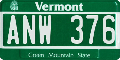 VT license plate ANW376