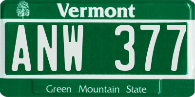 VT license plate ANW377