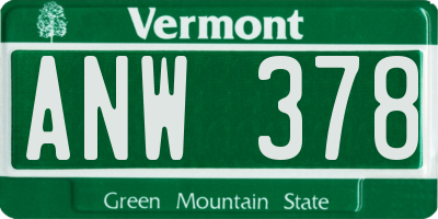 VT license plate ANW378