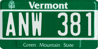 VT license plate ANW381