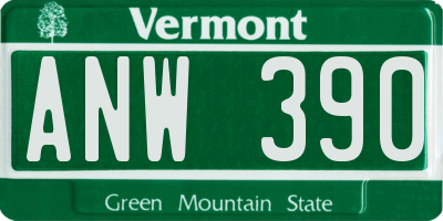 VT license plate ANW390