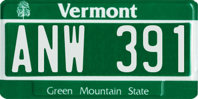 VT license plate ANW391