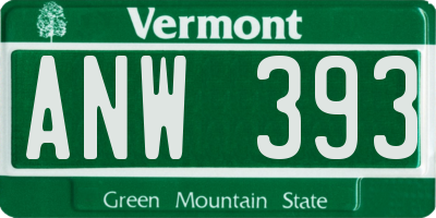 VT license plate ANW393