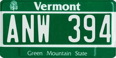 VT license plate ANW394