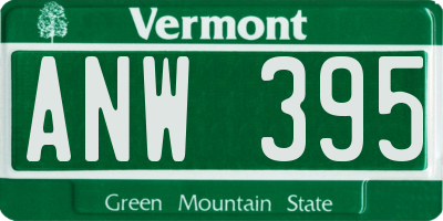 VT license plate ANW395