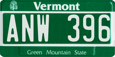 VT license plate ANW396