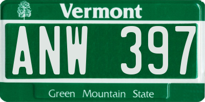 VT license plate ANW397