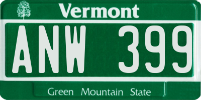 VT license plate ANW399
