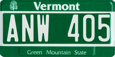 VT license plate ANW405