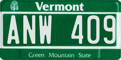 VT license plate ANW409