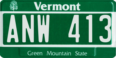 VT license plate ANW413