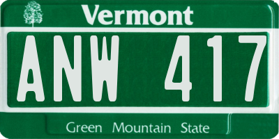 VT license plate ANW417