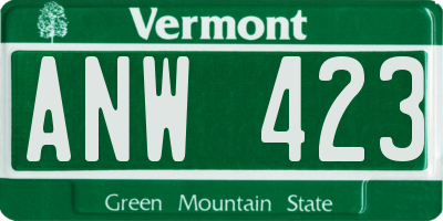 VT license plate ANW423