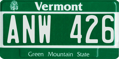 VT license plate ANW426