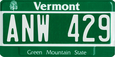 VT license plate ANW429