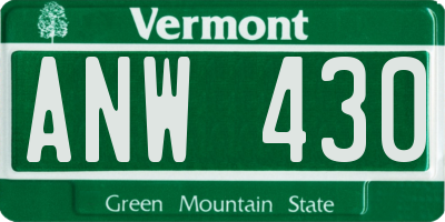 VT license plate ANW430