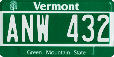 VT license plate ANW432