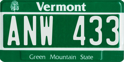 VT license plate ANW433