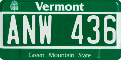 VT license plate ANW436