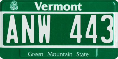 VT license plate ANW443