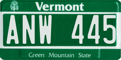 VT license plate ANW445