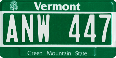 VT license plate ANW447