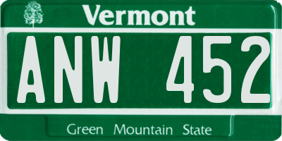 VT license plate ANW452