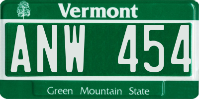 VT license plate ANW454