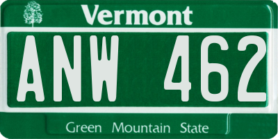 VT license plate ANW462