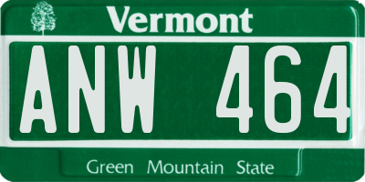 VT license plate ANW464