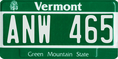 VT license plate ANW465