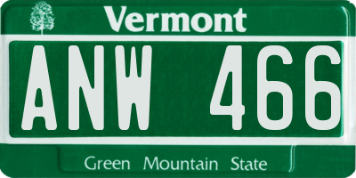 VT license plate ANW466
