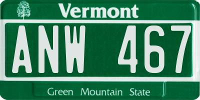 VT license plate ANW467
