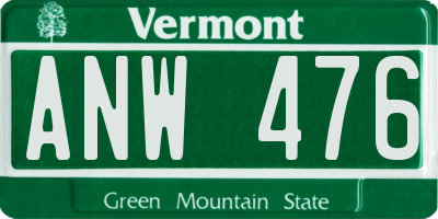 VT license plate ANW476