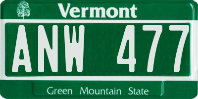 VT license plate ANW477