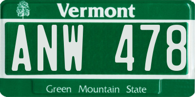 VT license plate ANW478