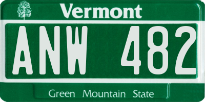 VT license plate ANW482