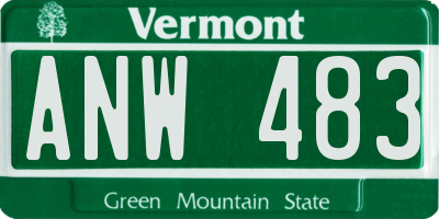 VT license plate ANW483