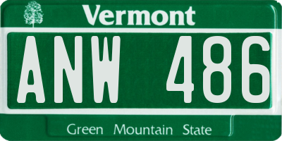 VT license plate ANW486