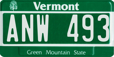 VT license plate ANW493