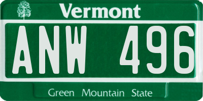 VT license plate ANW496