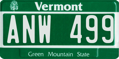VT license plate ANW499
