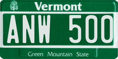 VT license plate ANW500