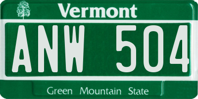 VT license plate ANW504