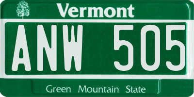 VT license plate ANW505