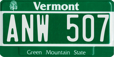 VT license plate ANW507