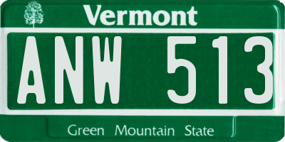 VT license plate ANW513