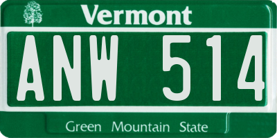 VT license plate ANW514